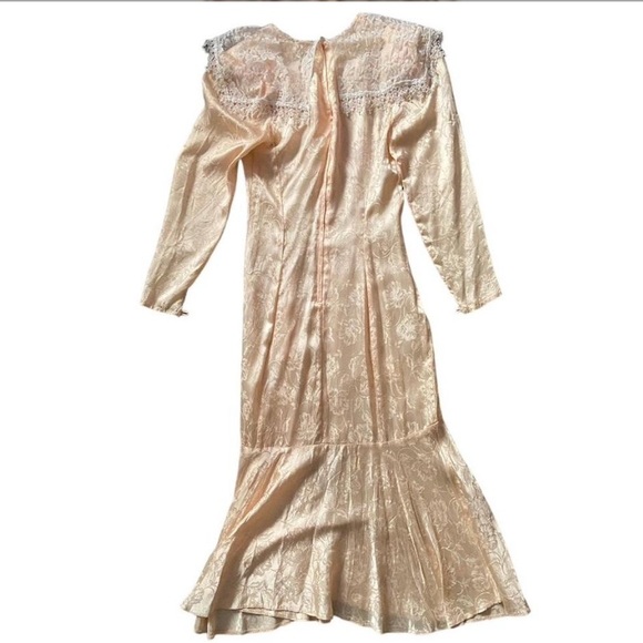 Gunne Sax by Jessica McClintock 1970s Vintage Pink White Lace Dress - Picture 4 of 5